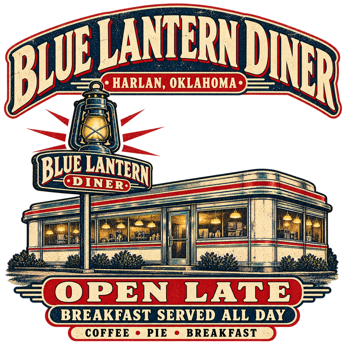 Blue Lantern Diner vintage printable wall art from the Lost Places collection