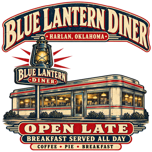 Blue Lantern Diner vintage printable wall art from the Lost Places collection