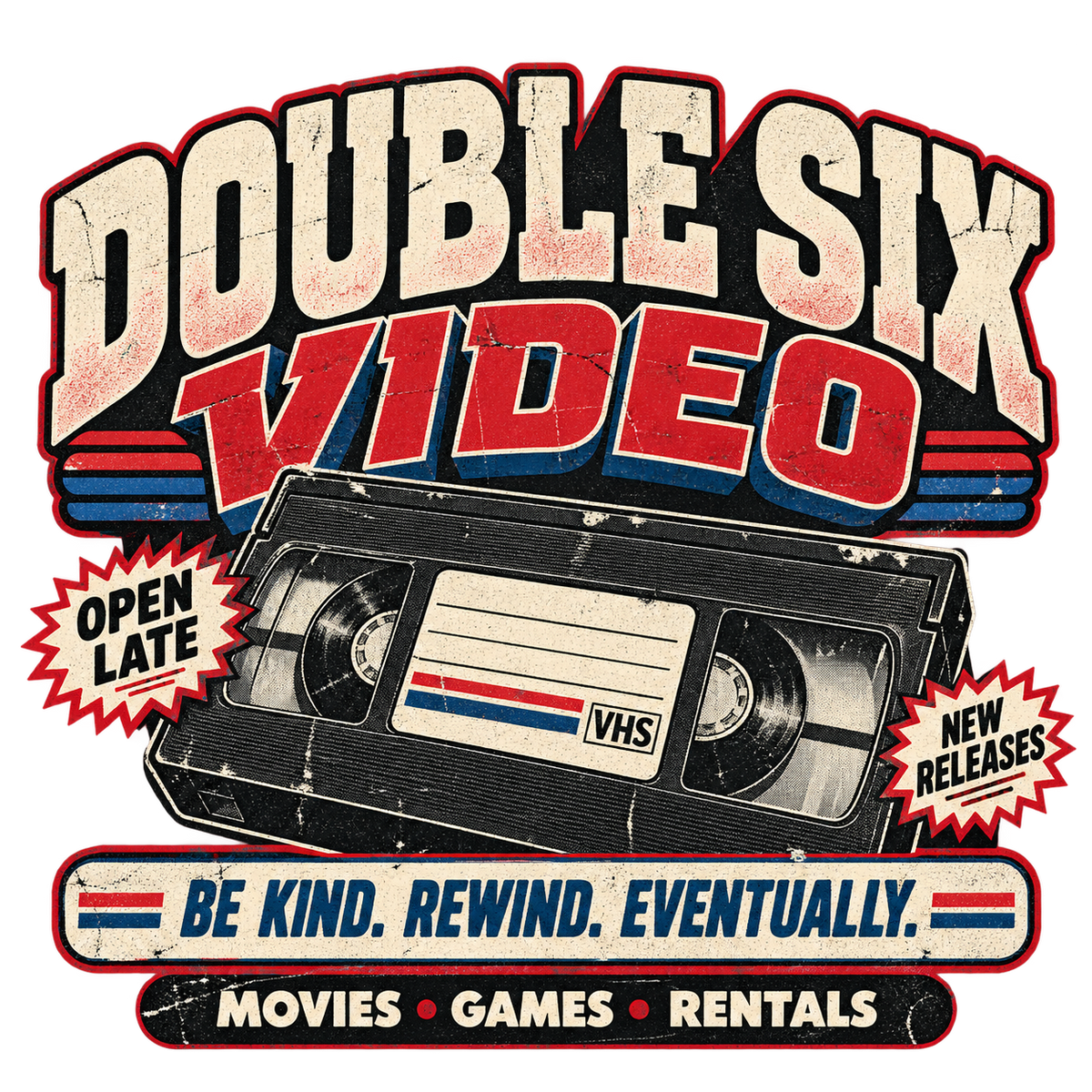 Double Six Video vintage printable wall art from the Lost Places collection