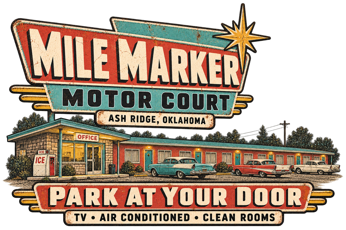 Mile Marker Motor Court vintage printable wall art from the Lost Places collection