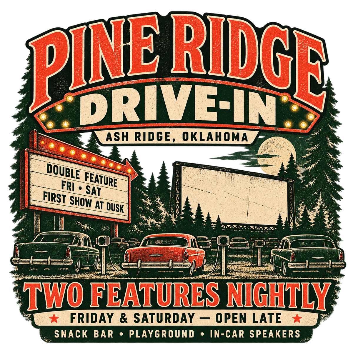 Pine Ridge Drive-In vintage printable wall art from the Lost Places collection