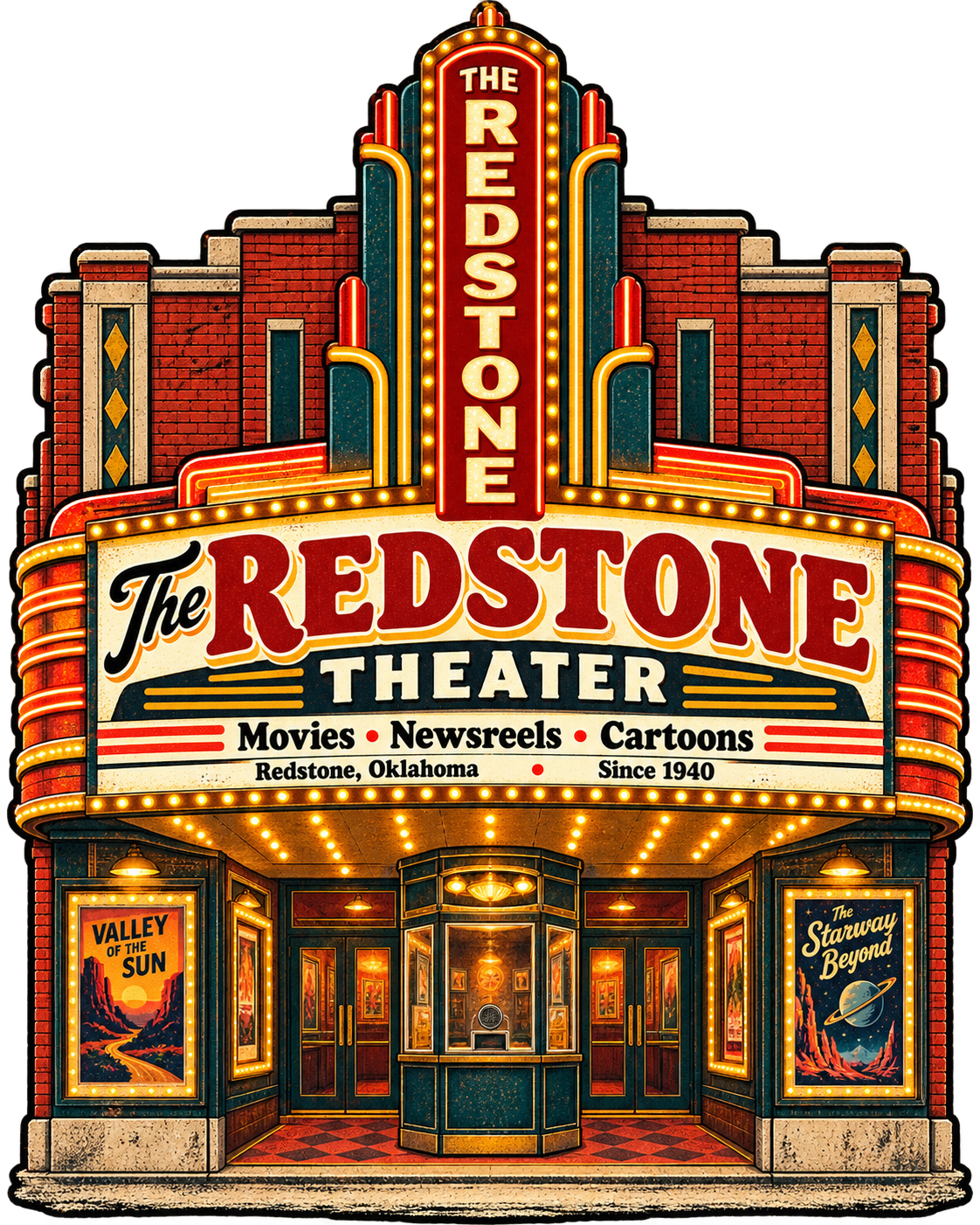 The Redstone Theater vintage printable wall art from the Lost Places collection