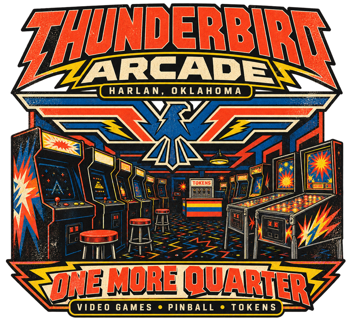 Thunderbird Arcade vintage printable wall art from the Lost Places collection
